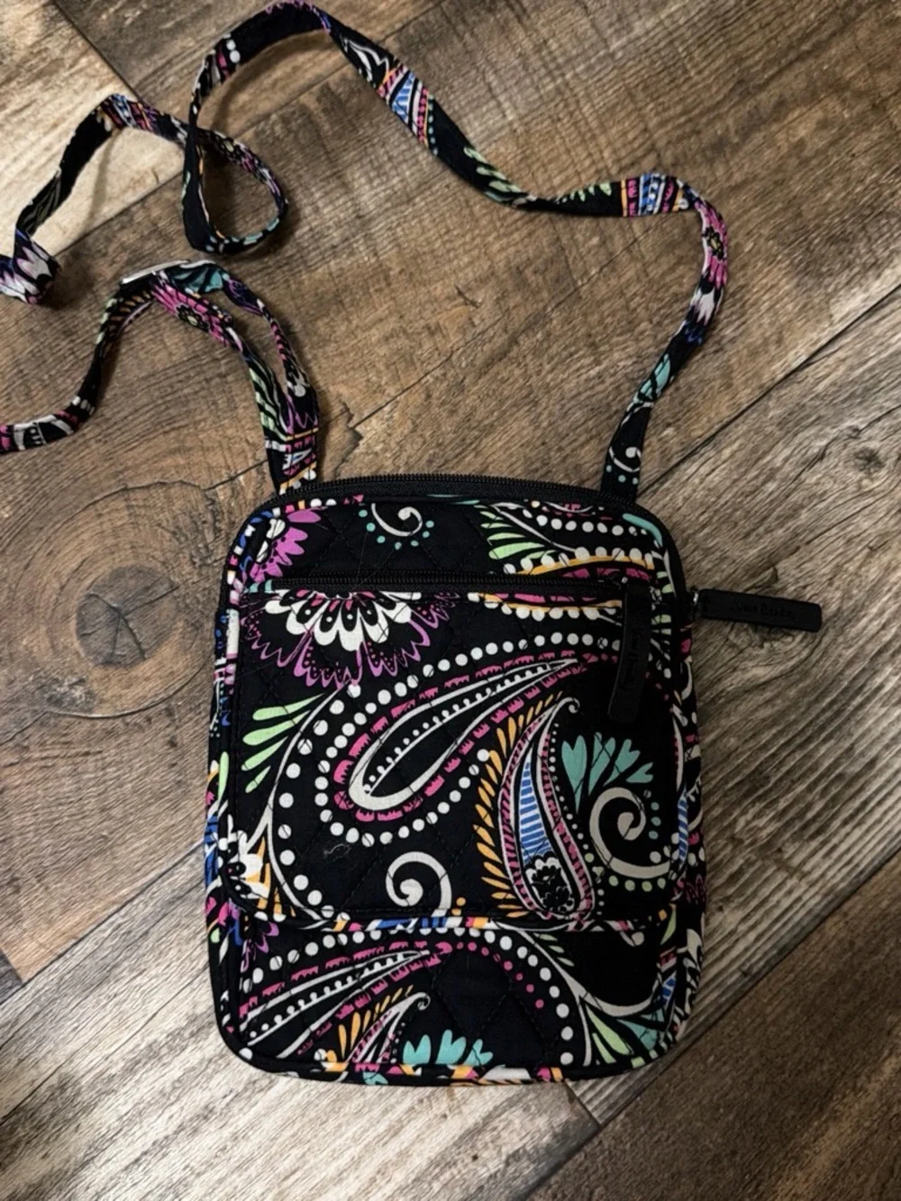 Vera Bradley Black Paisley Print Crossbody with Colorful Accents